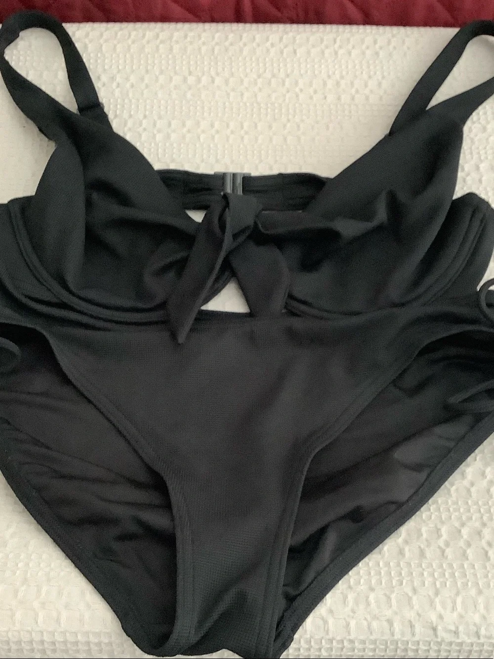 Triumph Black Tie-Front Bikini Set